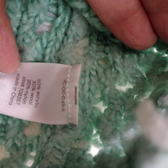 JCP Cable-knit Turquoise Cropped Women's Sweater Size PXL Pullover - Picture 12 of 14